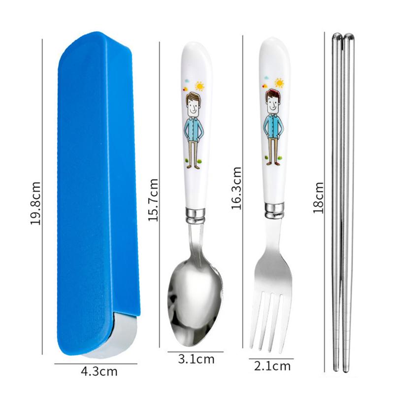 Stainless Steel Chopsticks Spoons Three Piece Portable Cutlery Set Student Travel Cutlery Spoons Chopsticks Forks