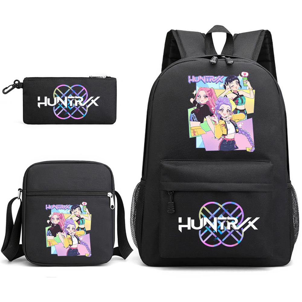 3 st/set Anime Tecknad Tryckt Ryggsäck med Axelväska Pennfodral för Tonåring Student Pojke Flicka Skolväska Stor Kapacitet Bokväska Barn Gåva