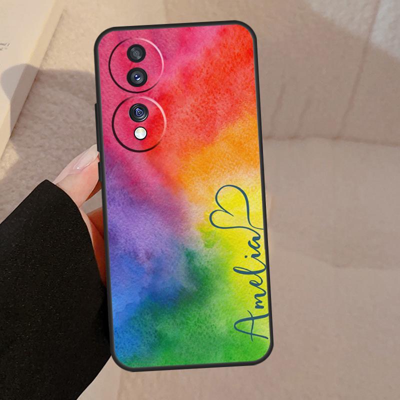 Personalised Watercolour Name Heart Case For Honor Magic 5 Pro 50 70 90 Lite Honor 8X 9X X9b X9a X8a X7a X6a X6 X7 X8 X9 Cover