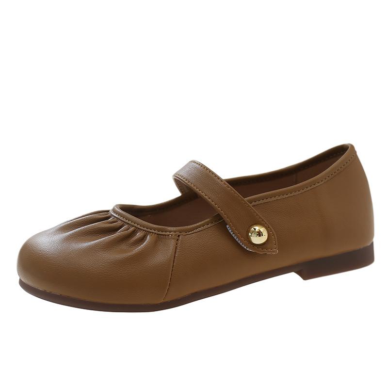 Flat-bottomed Pleated Mary Jane Single Shoes Women's Summer New Gentle Matching Skirt Soft-soled Beanie Shoes