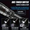 Ultra Bright LED Flashlight 2000LM Type-C Rechargeable Long Range Zoom Tactical Torch Outdoor Emergency Camping Fishing Lantern