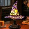 Buntglas Hexenhut Lampe, Gruselig Spaß Handgefertigte Hutform Lichter, Nachttisch Nachtlicht mit Mystischem Charme