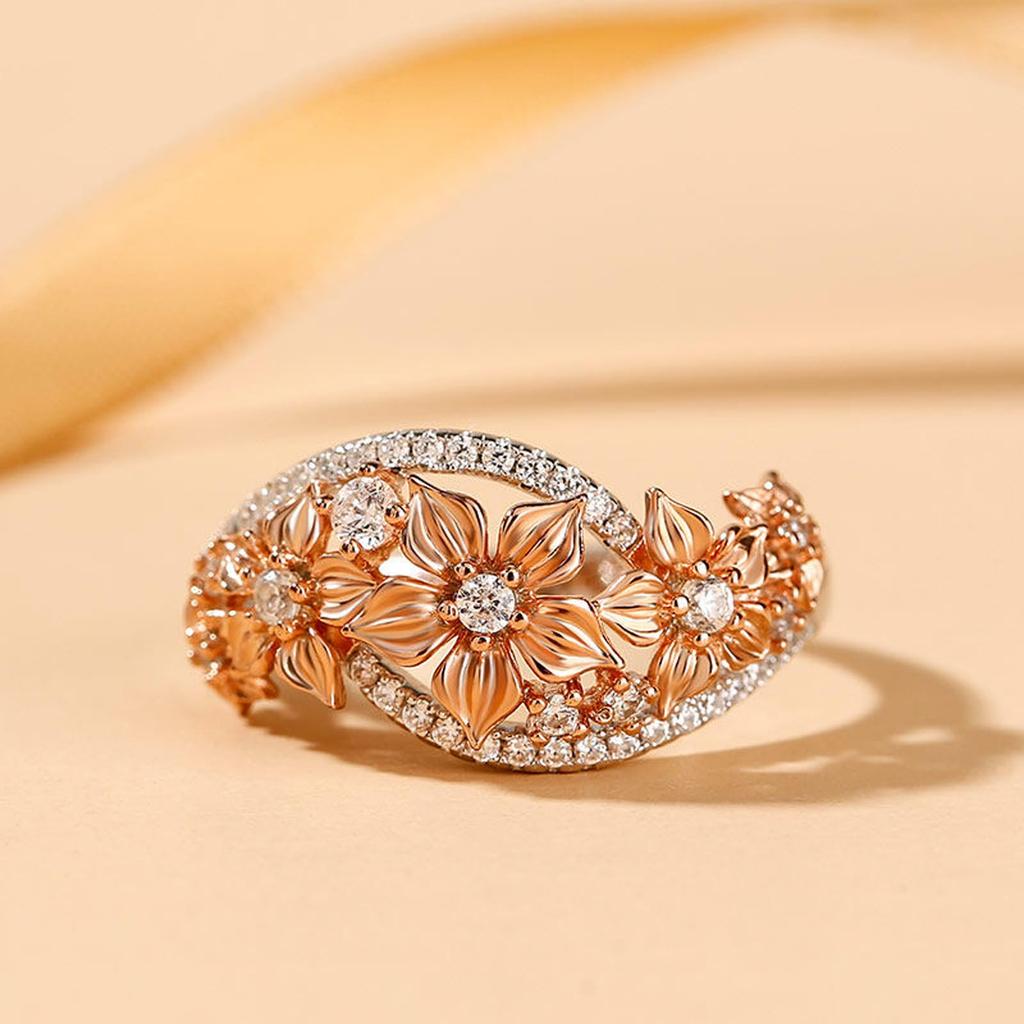 Jeulia Silber Blume Perfekt für und Funkelnd und Niedlich Damenring, Geburtstage, Partys, Mode, Mehr. (Blume, 17)