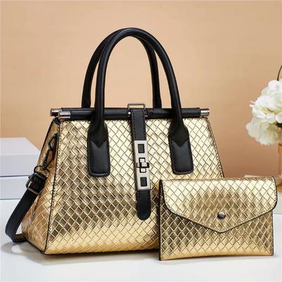 Neue Handtasche für Damen aus glänzendem Leder, große Kapazität, Umhängetasche, hochwertige gewebte Leder-Damentasche mit Geldbörse