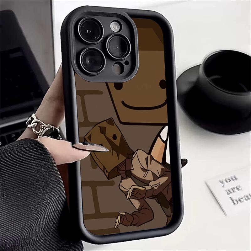 Cartoon Box Man Pattern Silicone Phone Case For iPhone 17 16 15 14 13 12 11 Pro Max 16 Plus 16E Shockproof Candy Soft TPU Cover