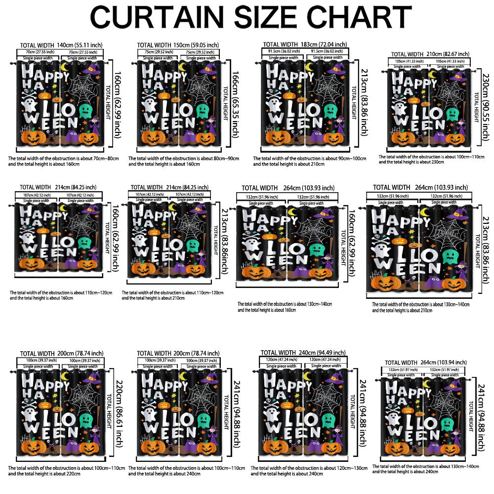 2pcs Happy Halloween themed perforated blackout curtains living rooms bedrooms, perfect home decoration