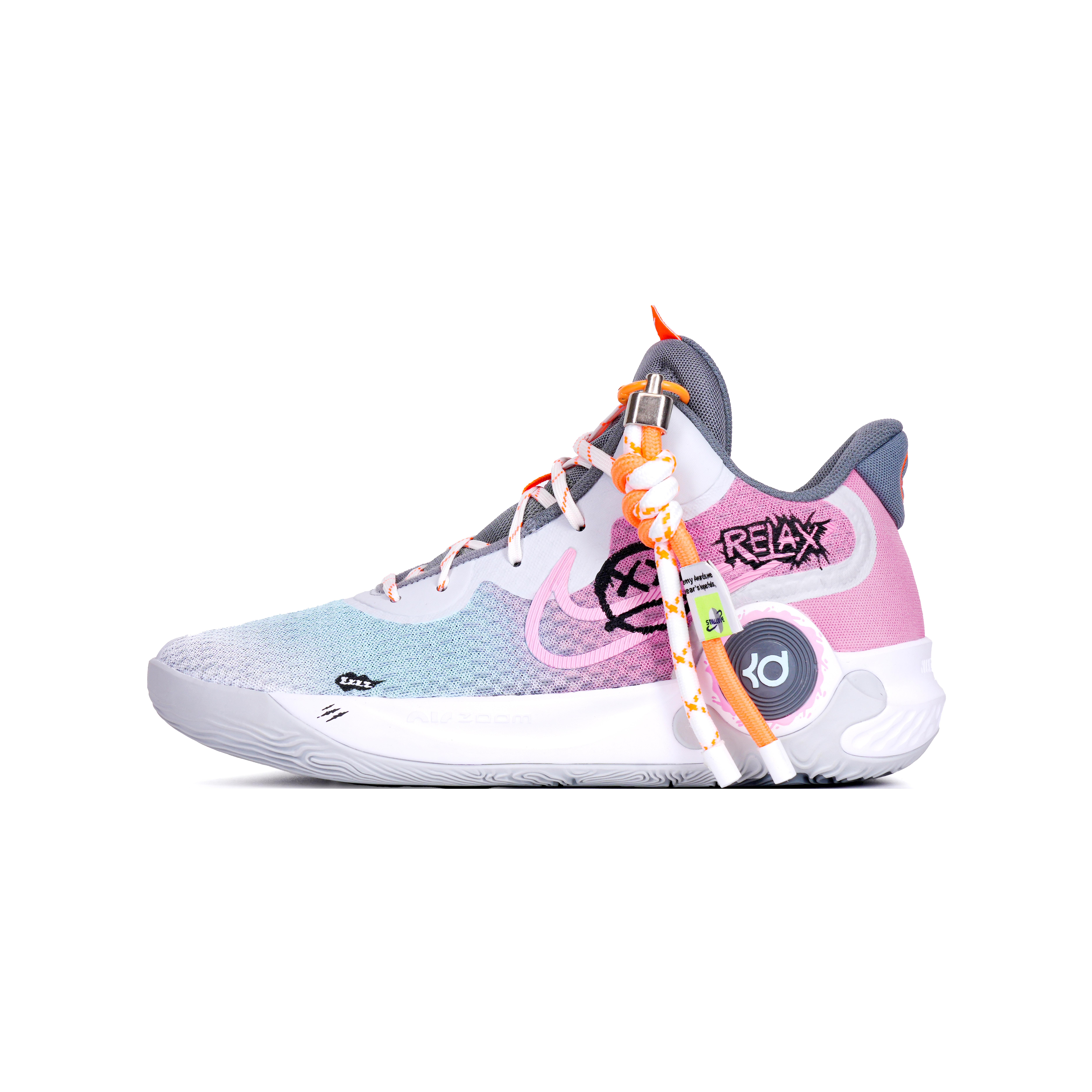 

Nike KD Trey 5 IX Cushioning Abrasion Resistant Breathable Mid top Basketball Shoes Unisex Pink Blue CW3402-011(Team408-) 43