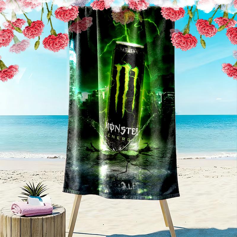 Monster Energy Drink Mega Power Can Beach Towel Beach Towel For Vacation Photos Soft Seaside Swim Quickdrying Swim Towel Beach Towel Printing