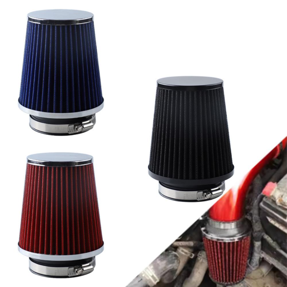 Universal 76mm 3-inch One-Piece Sports Racing Car Cold Air Intake System, Washable and Reusable Engine High Flow Air Filter