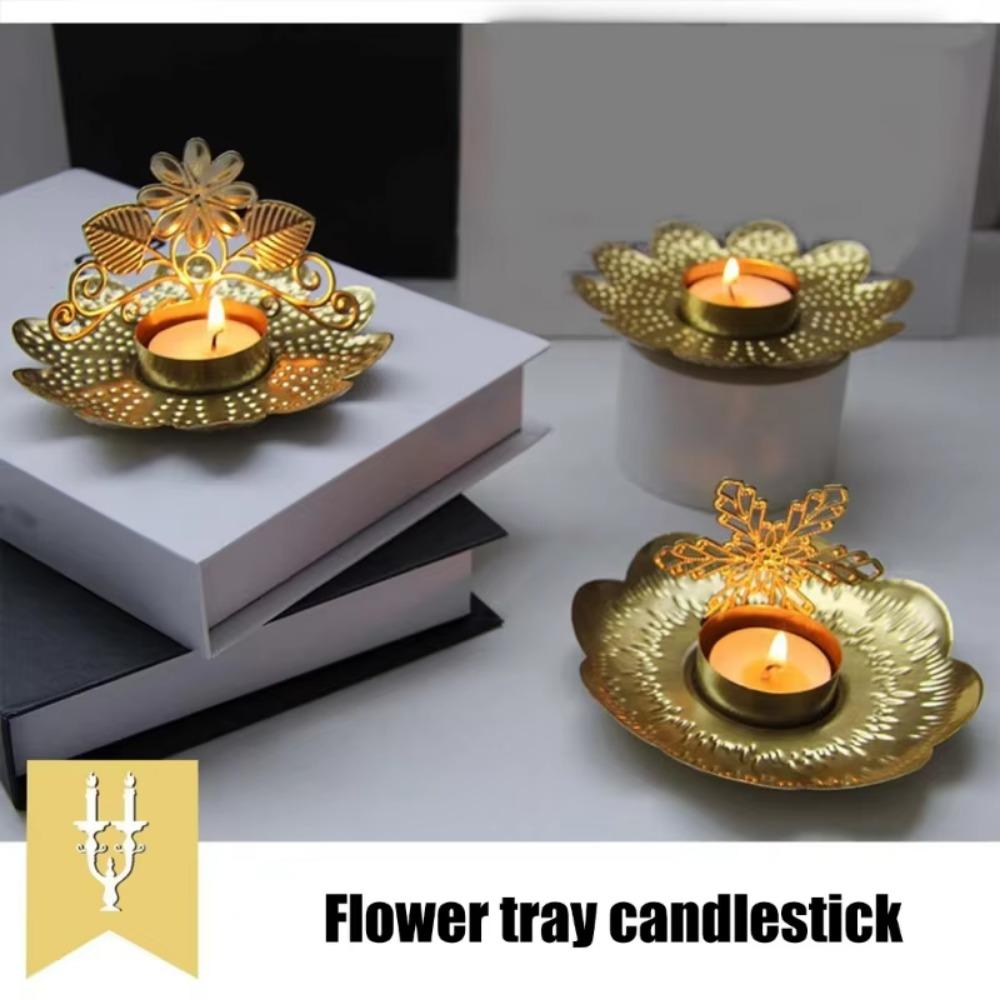 Unique Floral Candle Stand 3D Iron Candle Holder High-grade Gold Candle Holder Living Room