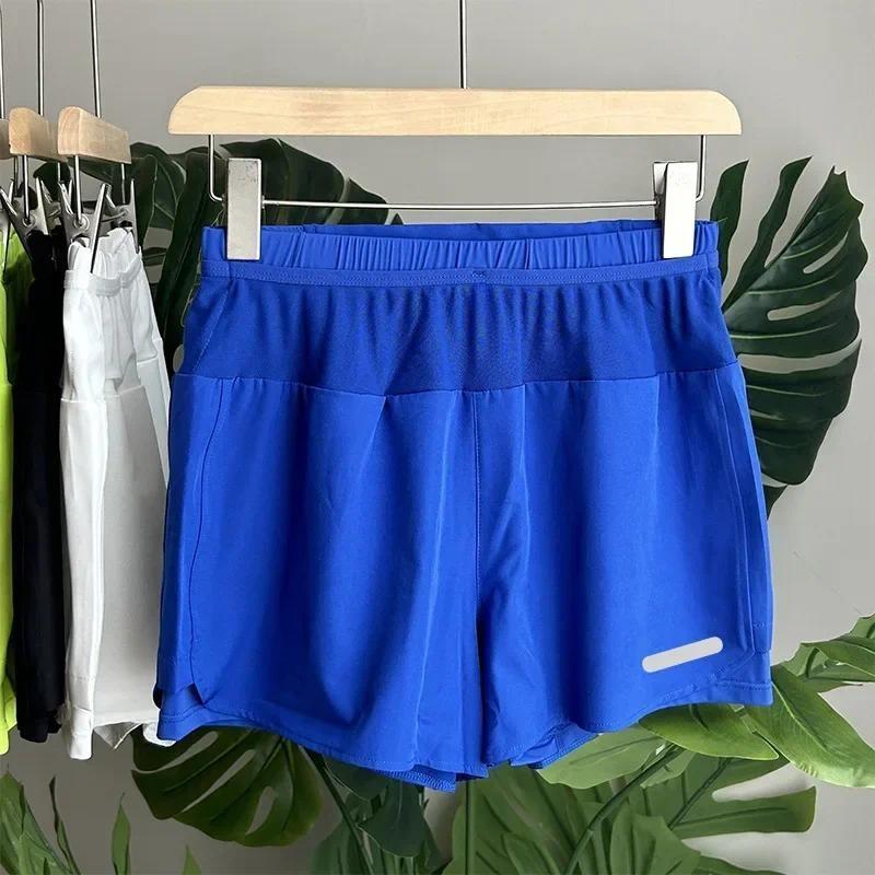 5 Pockets Women's Quick-Dry Double Layer Anti-Exposure Reflective Marathon Running Shorts