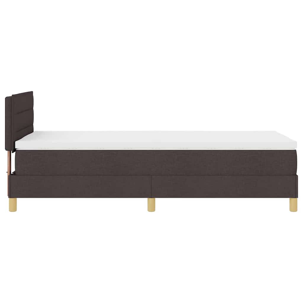 LED Box Spring Bed with Headboard Dark Brown 90 x 200 cm Fabric