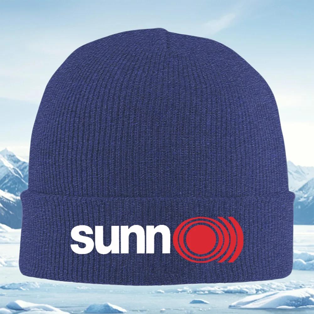 White Letters Red Circles Waves Sound Unisex Women Unisex Knitted Hat Beanie Pullover Cap Winter Thermal Warm Christmas Outdoor Cyc
