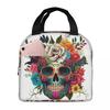 Skull Print Horror Skeleton Death Insulated Lunch Bag for Women Children Portable Food Boxes Thermal Lunch Box Tote