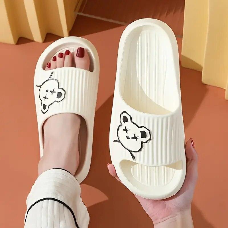 Women's and Men's Fashionable Cartoon Flip Flops, Soft and Thick Soled Non Slip Sandals for Indoor and Outdoor Use, Beach Slippers New Model