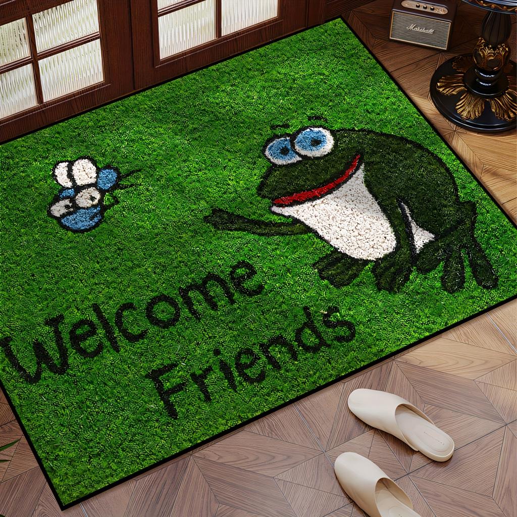 VIKAMA Cartoon Frog Carpet Doormat Green Welcome Mat Rug For Bedroom Carpet For Live Room Outdoor Carpet Thin Home Decoration