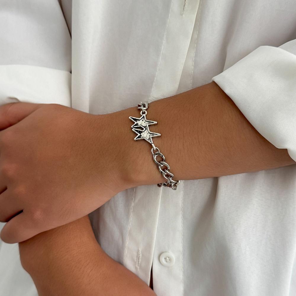Titanium Steel Waterproof Men's Grooved Five-Pointed Star NK Chain Bracelet Fashion New Hip Hop Trend Hand Jewelry Accessories