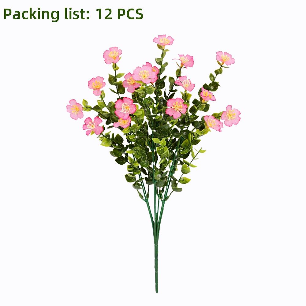 

12 пучков искусственных пластиковых цветов, устойчивых к УФ-излучению, для наружного и внутреннего украшения - дом, крыльцо, оконный ящик, сад