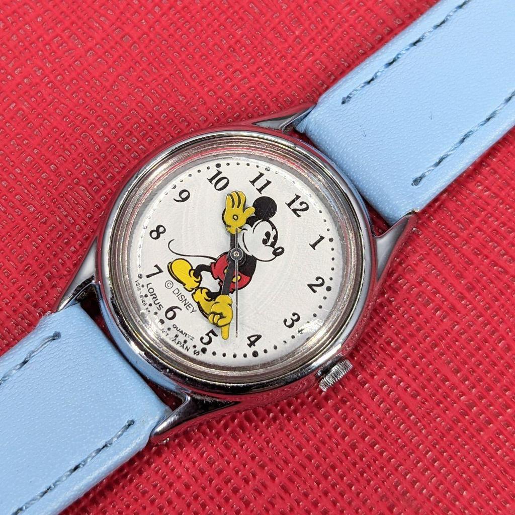 Used LORUS Mickey Watch Ladies Blue Leather Belt