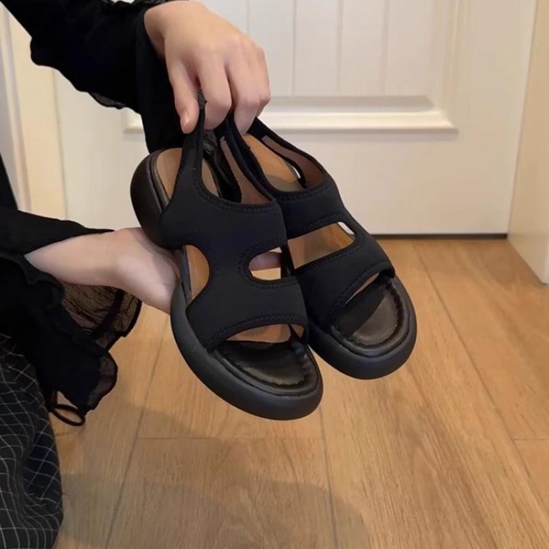 Sheepskin Version~ Elastic Lycra Roman Sandals Women's Summer New Models with Skirts, Platform Muffins, Casual Versatile Soft-soled Shoes