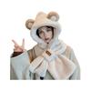 Thermal Elastic Scarf Hat Bear Ear Decor Autumn Winter 2 In 1 Scarf Hat Outdoor Activities Skiing Camping Warm Headwear