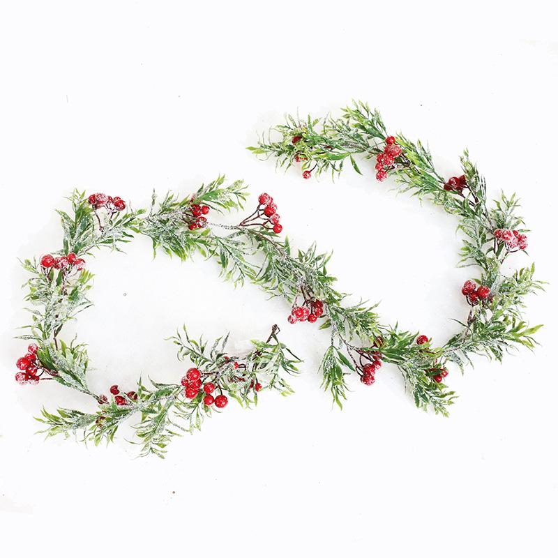 1PCS Artificial Flowers Christmas Garland For Home Room Decoration Christmas Berries Garland Fairy String Lights Party Garden