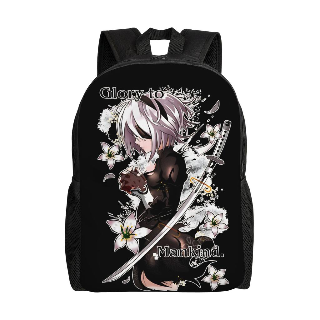 NieRs 2B Japan Ink AO DEN Backpack for Men Women Teenage High School Business Daypack Laptop Shoulder Bag with Pocket