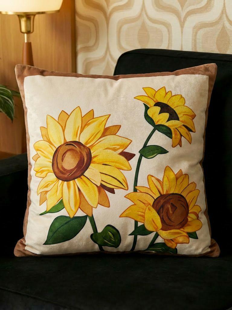 Retro Sunflower Pillowcase Luxury Sofa Cushion Atmosphere Decorative Pillow Cover For Homestay Bedhead Customizable Washable