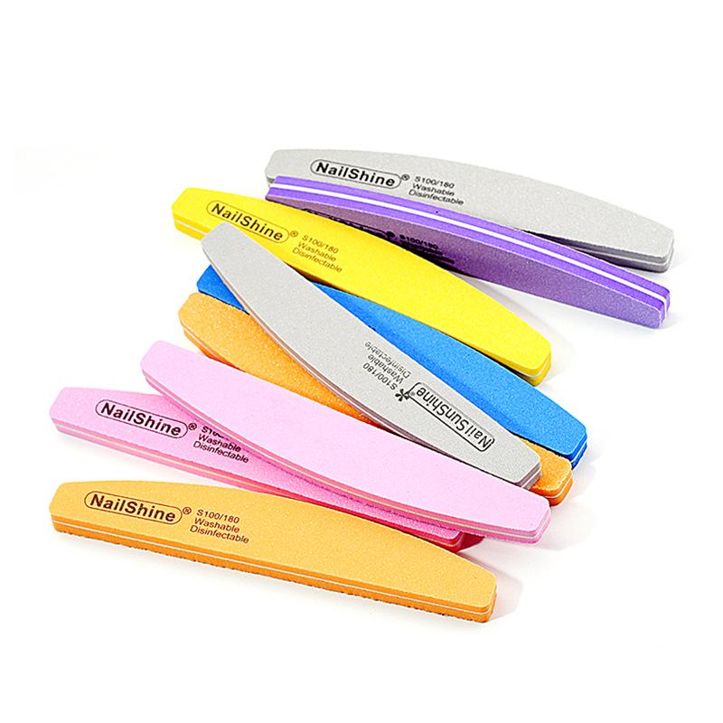 Nail Salon High-Elastic Half-Moon Sanding and Shaping Multi-Color Sponge Nail File