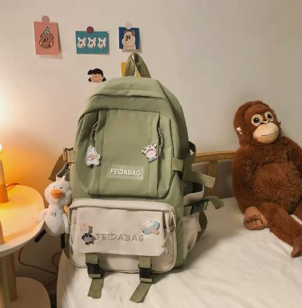 Schoolbag Female College Student Campus Canvas Bag Grades 3 to 5 and 6 Large Capacity Middle School Student Junior High School Student Backpack Female