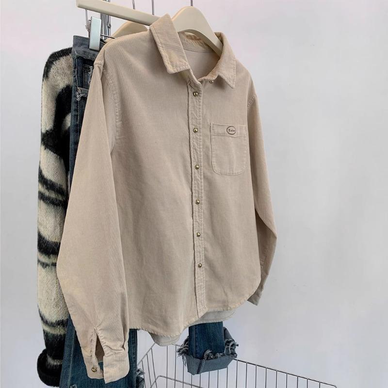 Cord-Hemdjacke Damen Herbst und Winter Neues Design Retro Langarmhemd