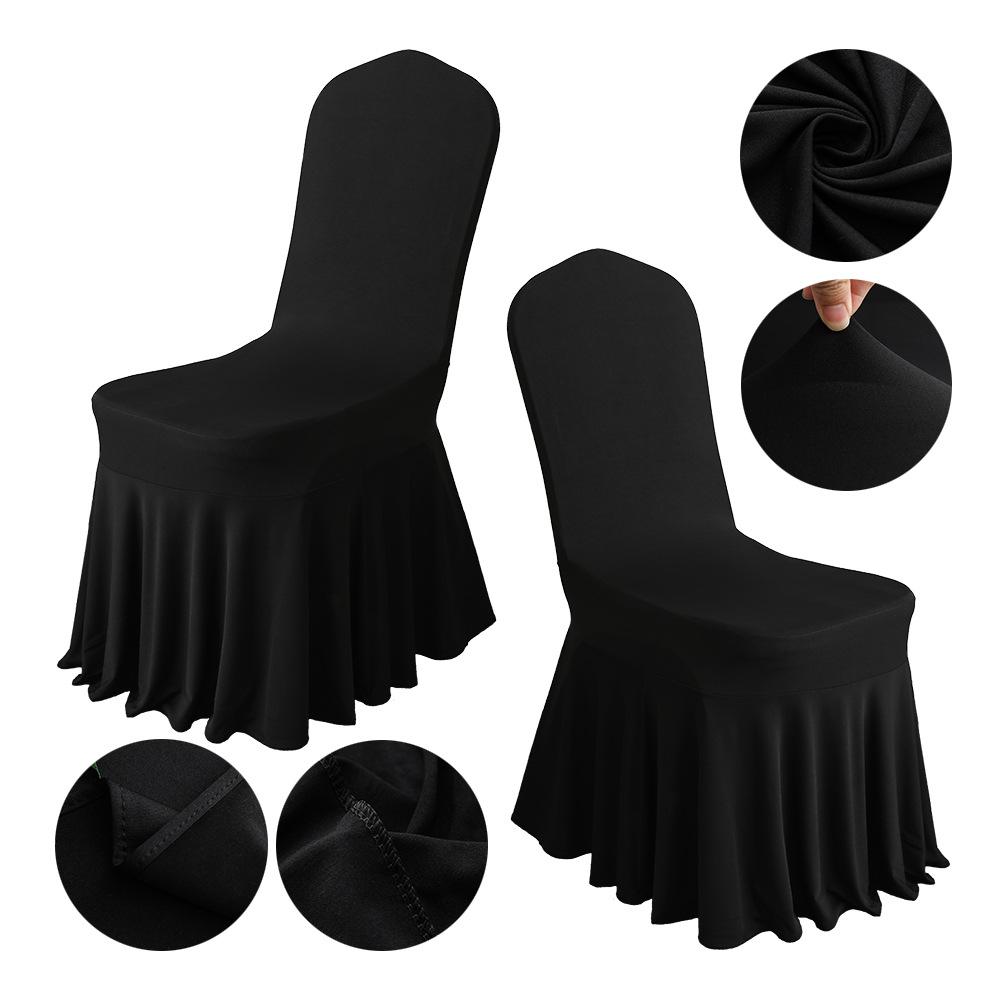 Wedding Spandex Chair Cover With Pleated Skirt Stretch Lycra Elastic For Party Banquet Hotel Decoration