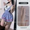 Small fresh blue and white plaid maid sweet lace tube top strap plaid sexy 0