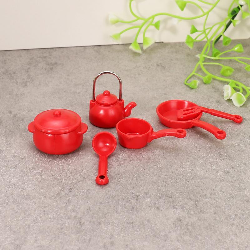 1 Set Kids Toys 1:12 Dollhouse Miniature Soup Pot Spoon Pan Kettle Model Kitchen Cookware Accessories Diy Decoration