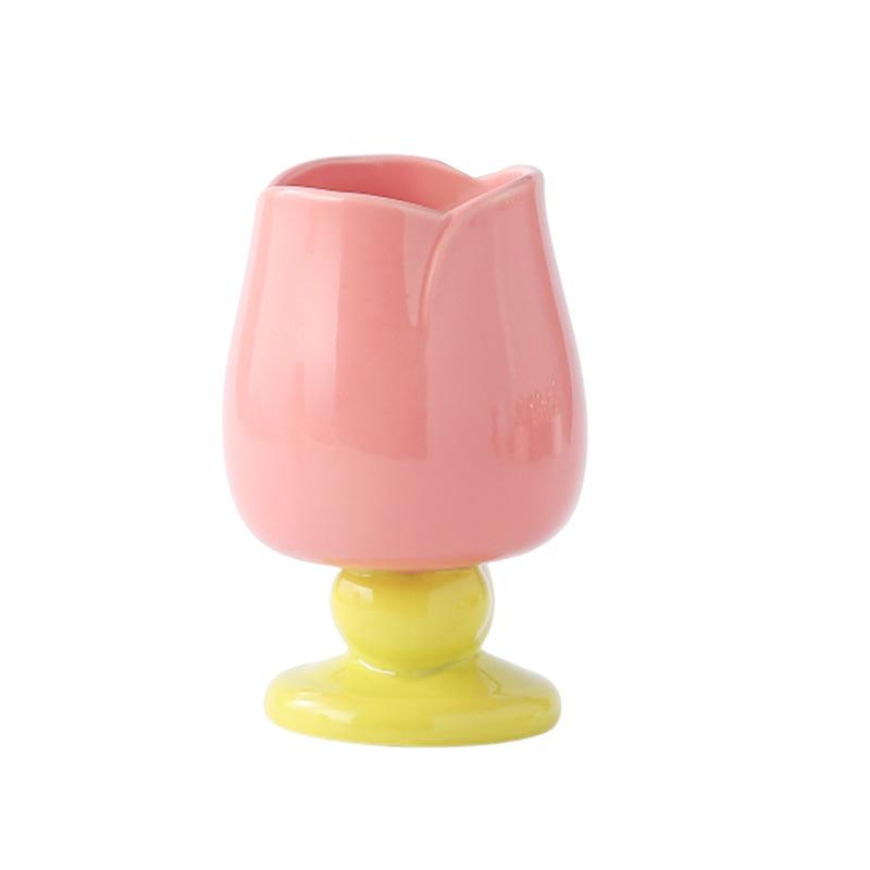 Matt Hochwertig Aussehender Keramikkelch mit Löffel Mädchenherz Tulpen Parfümbecher Heim Weinkelch Kaffeetasse