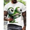 Men's Summer Elasticity Comfort Plus Size 3D Casual Frog Printed T-shirt- Soft Medium Stretch Polyester Fabric Summer Mens Relaxed Fit Clothing