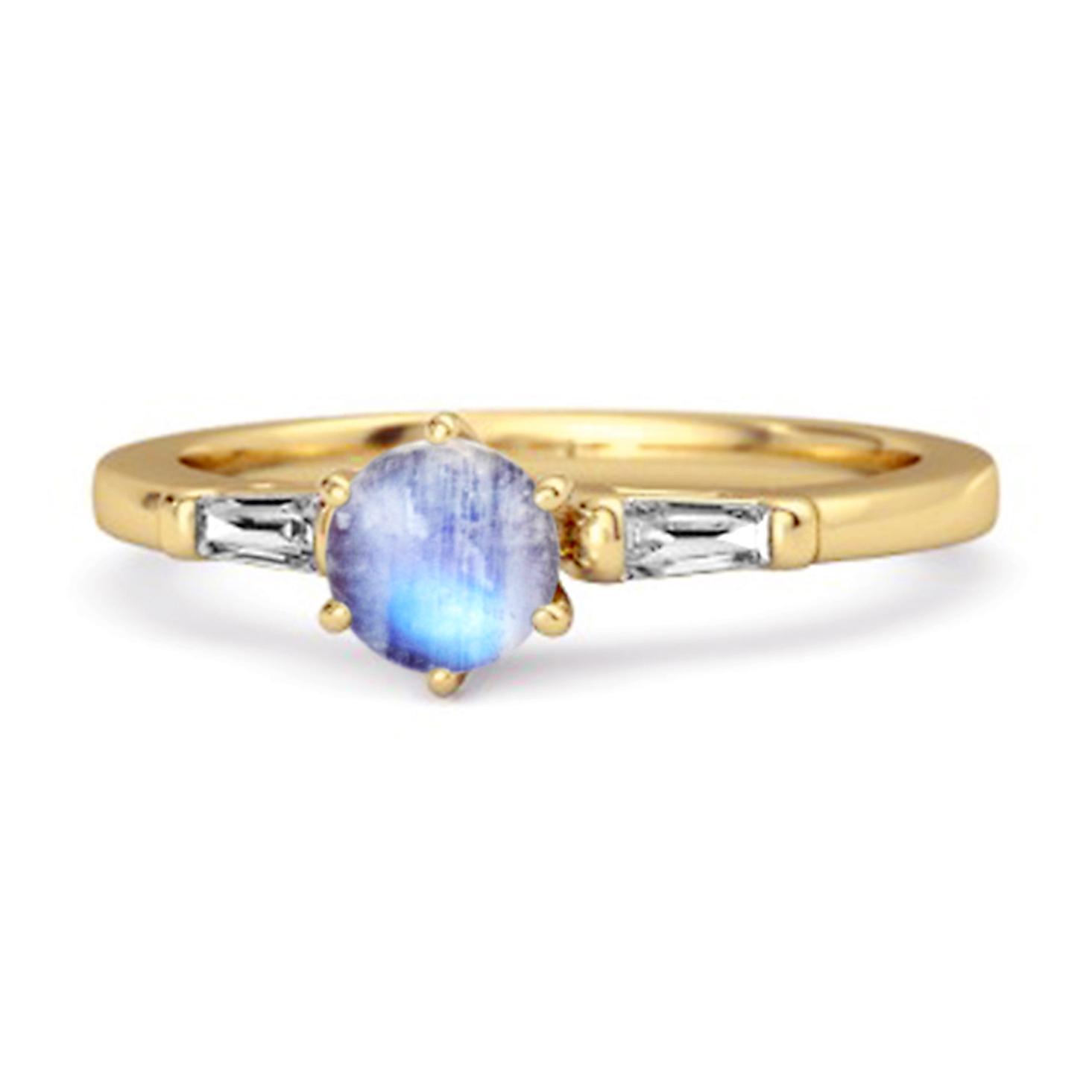 

Moonstone Three Stone Ring - 925 Sterling Silver Gold Vermeil 11 золотий/жовтий