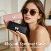 Boîte de rangement pour lunettes Étui à lunettes compact Contenant pour lunettes à nœud Étui à lunettes élégant en cuir PU pour les déplacements Cadeau pour étudiants