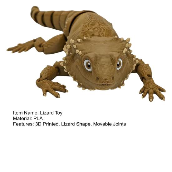 3D Printed Lizard Figurine Movable Joints Lizard Figure Articulated Animal Model Fidget Toy Home Office Desktop Decoration Ornament