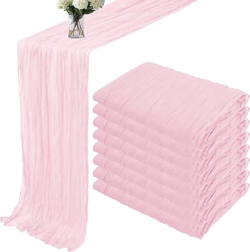 8pcs Wine Red Table Runner Rustic Burgundy Cheesecloth Table Runner For Wedding Birthday Party Christmas Tablecloth Overlay Deco