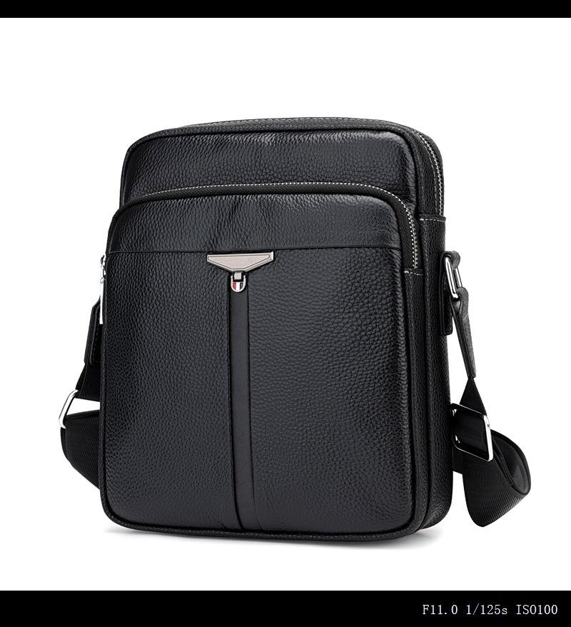 

Мужская сумка из натуральной кожи Мужская одноплечевая сумка Многослойная вместительная сумка через плечо Рюкзак-кроссбоди Однолямочный рюкзак small чёрный