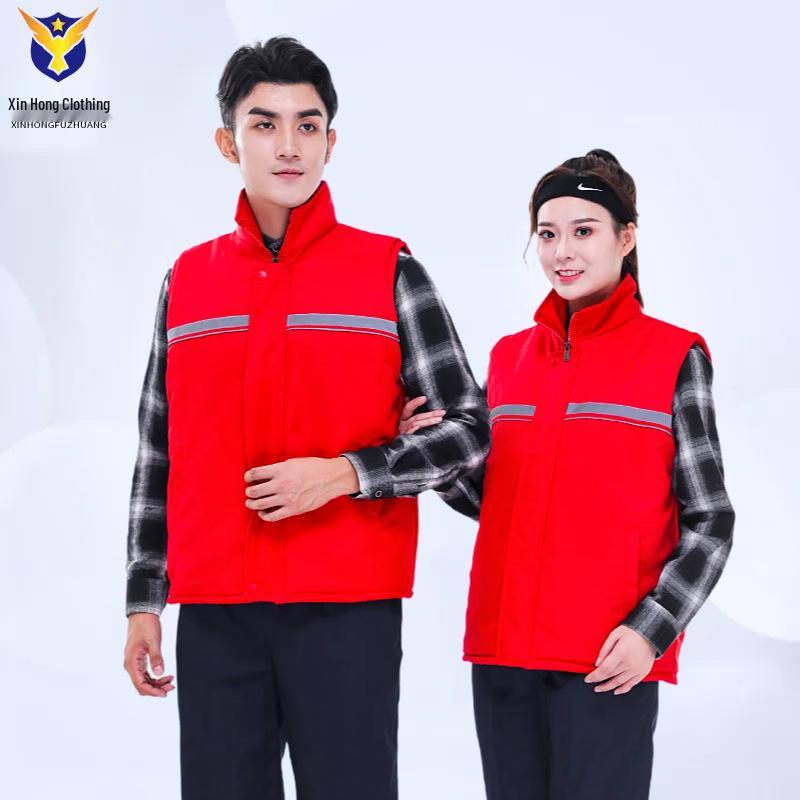 Custom LOGO Reflective Workwear Vest with Thick Padding for Warmth