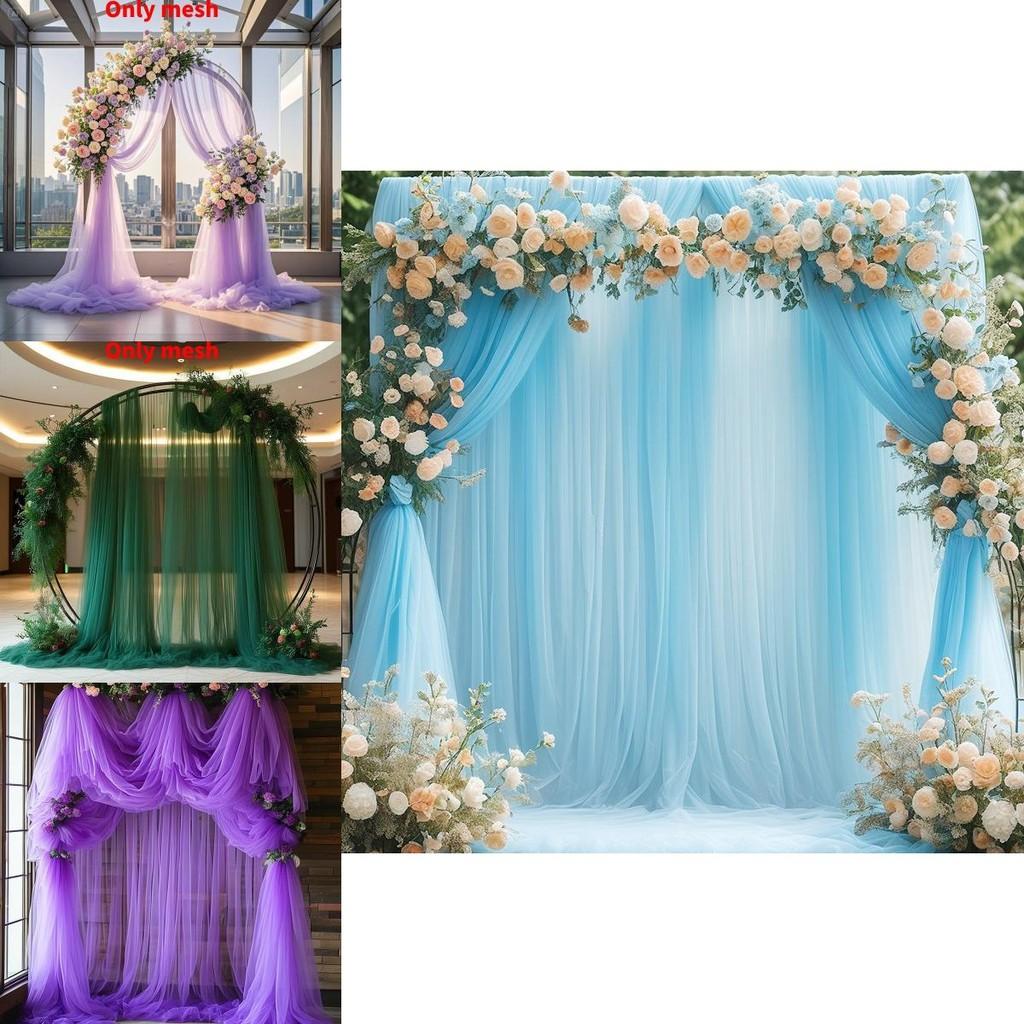 Outdoor Wedding Decor Fabric Bridal Arch Backdrop With Polyester Tulle For Party Event