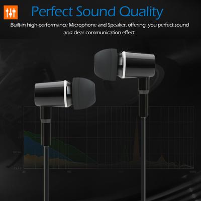 FC12 3,5 mm In-Ear-Kopfhörer, Musik-Headset, Luftschlauch, Anti-Strahlung mit Mikrofon, Schwarz für Smartphones, Desktop, Notebook, Tablet-PC