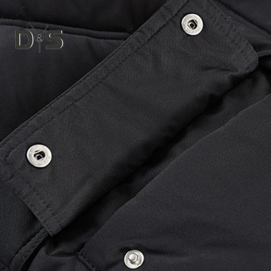 Winter Down Coat Neck Protection Stand Collar Padded Hooded with Pockets Zip-up Parka Windproof Heat Retention Daily Cold Weather Outwear Cotton