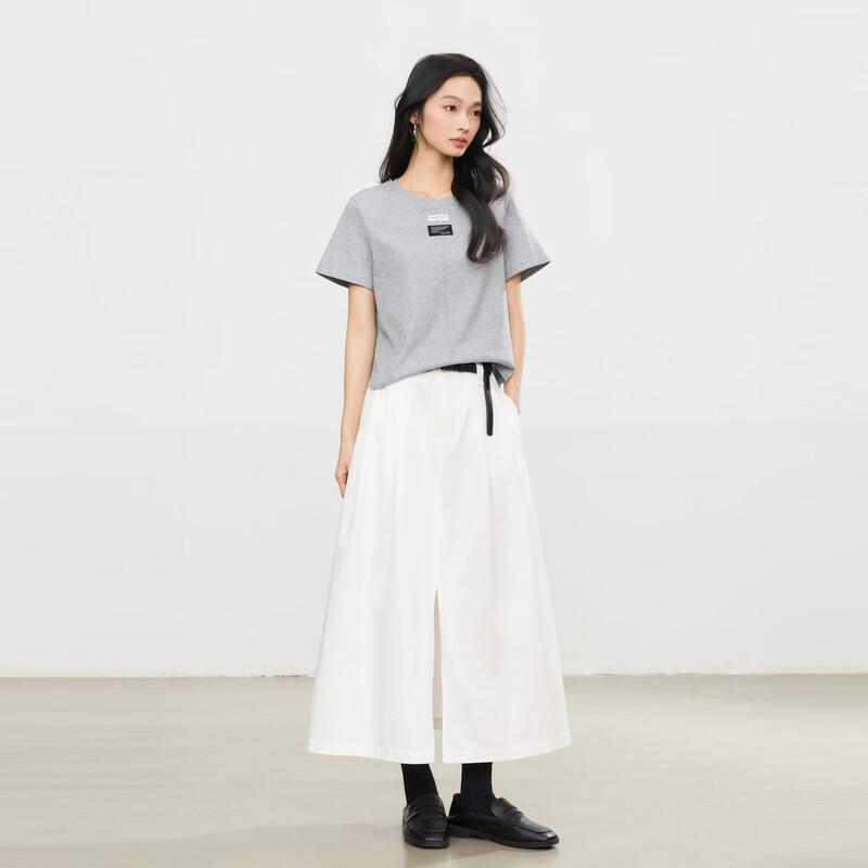 Elva' Island A-Line Slit Midi Skirt