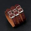 Mens Leather Biker Bracelet Punk Style Geometric Handmade Adjustable Wristband Motorcycle Riding Gear