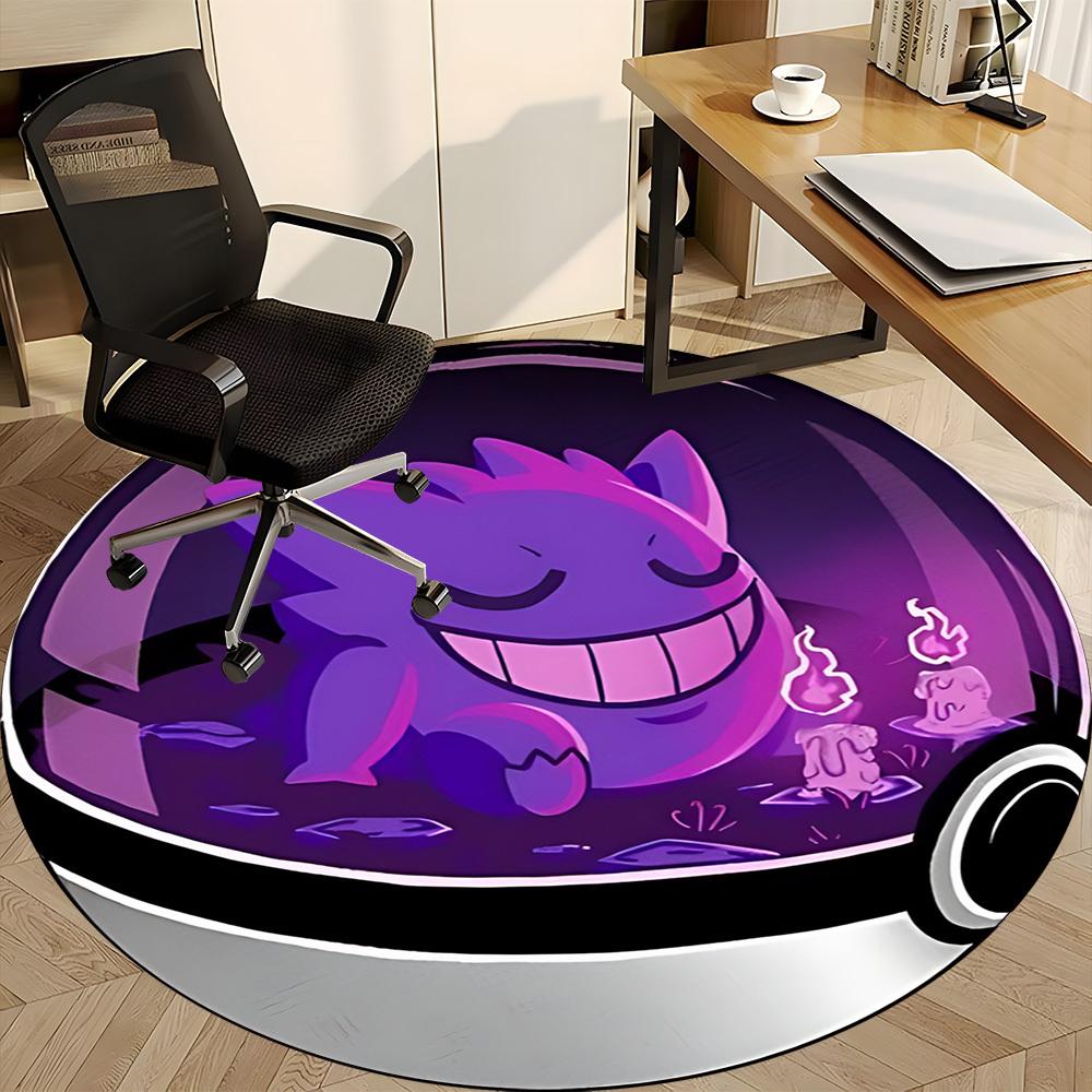 1pc Poke Ball Pokemon Ghostly Office Round Area Rug, Indoor Mat Suitable For Office, Under Office Chairs Bedroom Living Room Home Decor, Room Deco