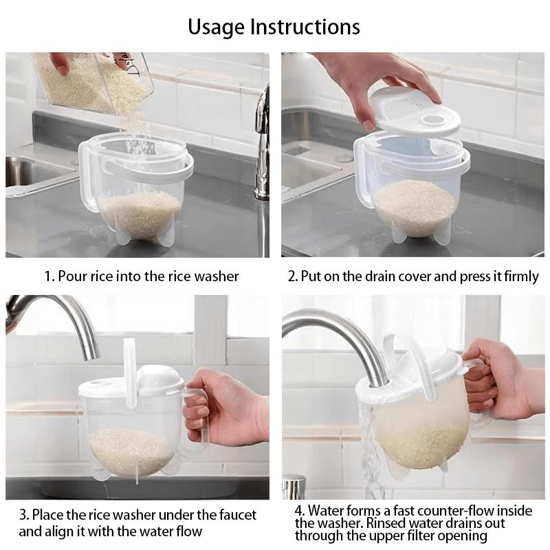 Hand-Free Rice Washing Tool Household Draining And Rinsing Device Creative Kitchen Gadget for Home Use Lazy Person'S Rice Washing Sieve