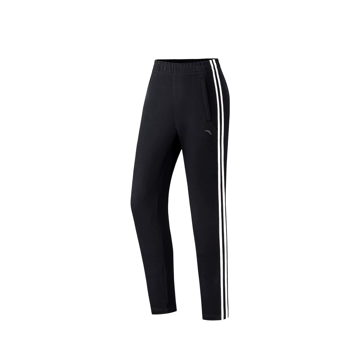 Anta Easy-Care Knit Casual Long Pants for Women, Summer Youth Black Running Sports Pants 3XL